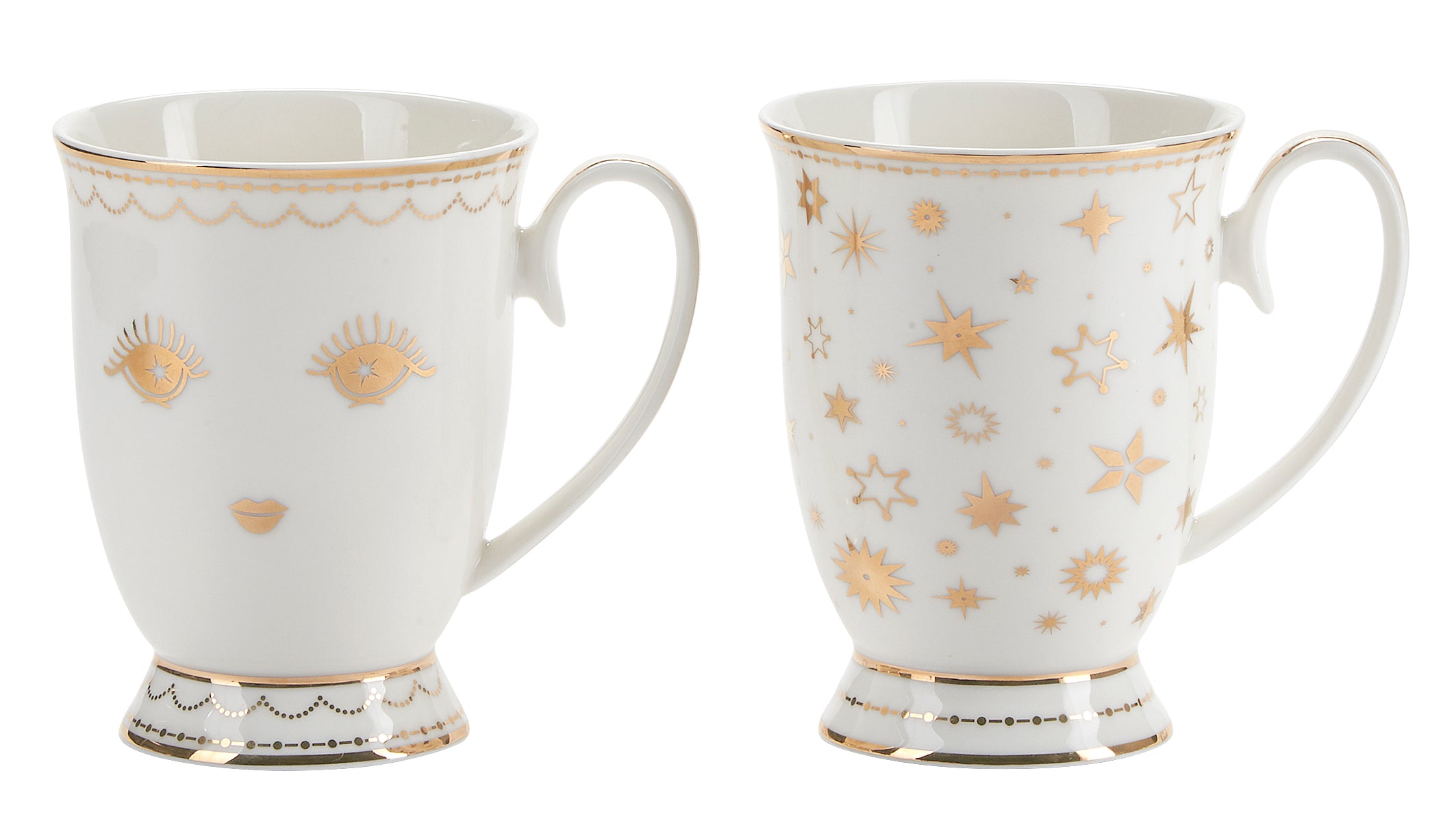 Stars krussæt, 2 stk. - hvid/guld